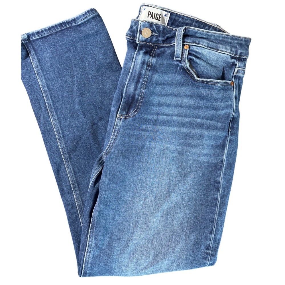 PAIGE Cindy Crop High Rise Striaght Leg Jeans Blue Denim Size 31